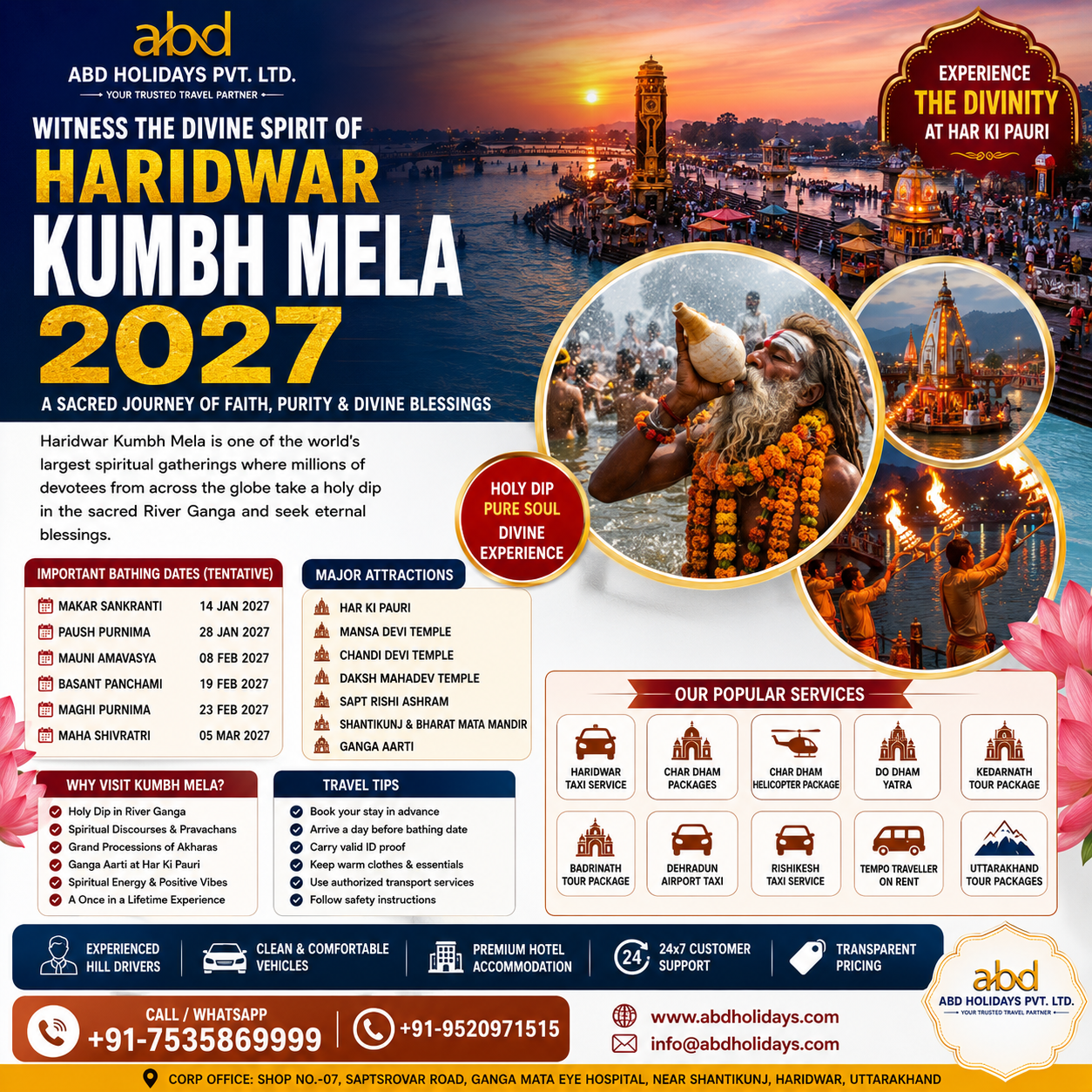 Haridwar Kumbh Mela 2027 – Complete Travel Guide, History, Dates, Ghats & Pilgrim Information