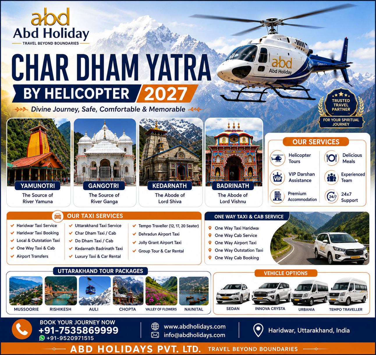 Uttarakhand Taxi Service & Char Dham Yatra 2027 – Complete Travel Guide with ABD Holidays