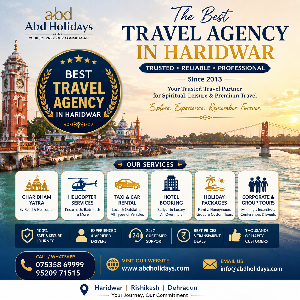 Best Travel Agency in Haridwar | Char Dham Yatra, Taxi & Tour Packages | ABD Holidays