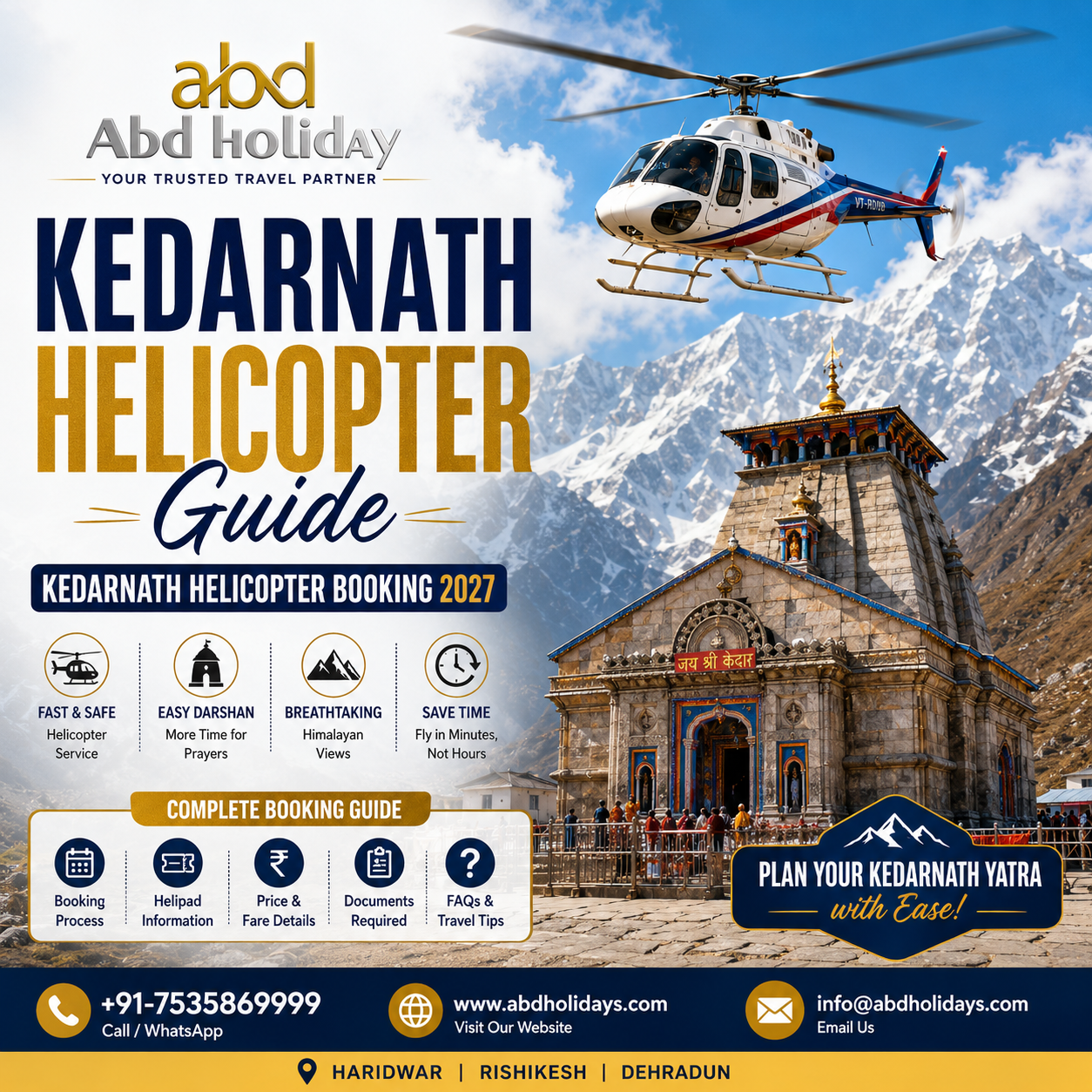 Kedarnath Helicopter Guide 2027 | Complete Booking Process, Tickets, Helipad, Travel Tips & FAQs