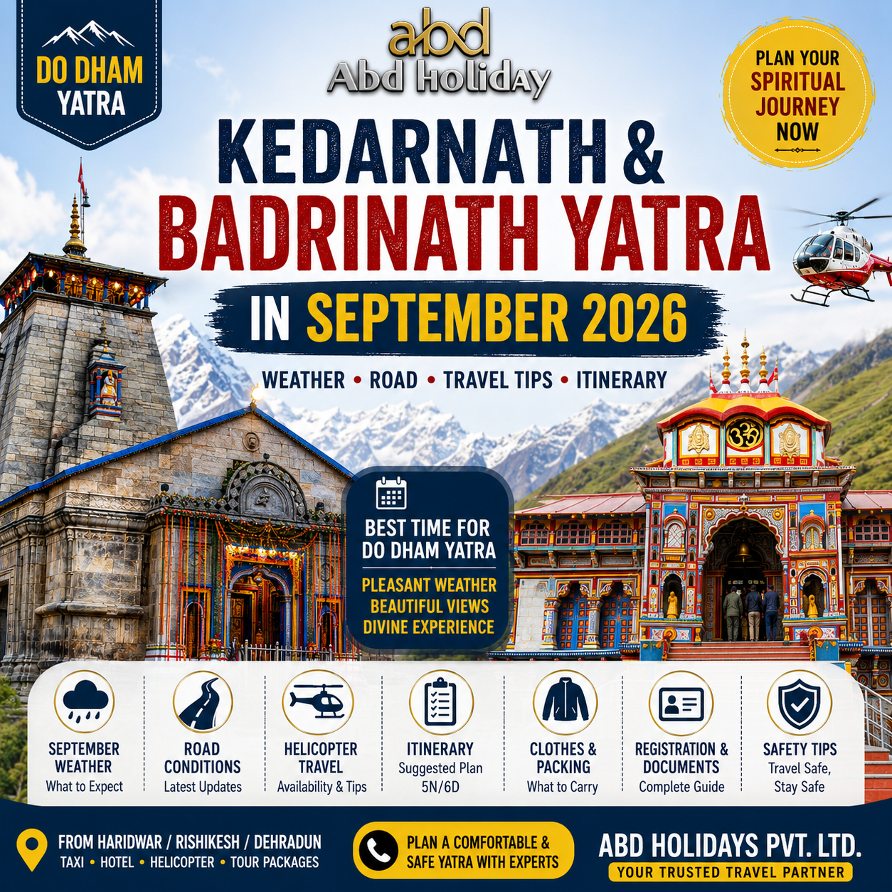 Kedarnath & Badrinath Yatra in September 2026 – Weather, Road & Travel Guide