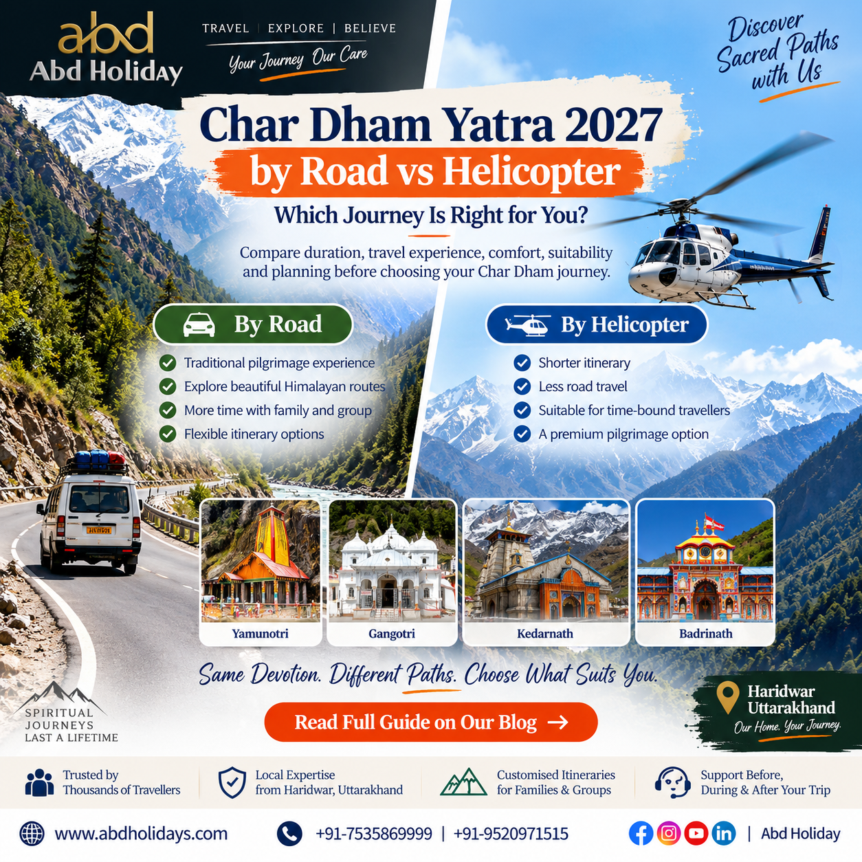 Char Dham Yatra 2027 by Road vs Helicopter