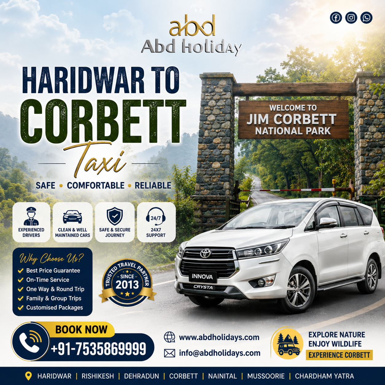 Haridwar To Corbett Taxi